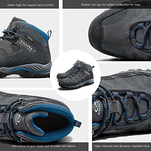 Clorts Men's Pioneer Hiking Boots Waterproof Suede Leather Lightweight Hiking Shoes Dark Grey/Blue 11.5 M US - Thumbnail 3