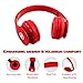 Mokata Headphones Kids Bluetooth 5.4 Wireless Play Time 68H Safe Volume Limit 85/94dB Over-Ear Foldable Headset,Fast Charging,with Aux Cord Built-in Mic for Toddler Child Pad Study Tablet Red