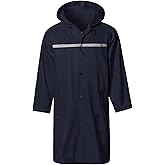 Mens Long Hooded Safety Rain Jacket Waterproof Emergency Raincoat Poncho