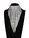 Qiaose Stunning Rhinestone Choker Necklace Women Statement Necklace Long Chain Necklace (Silver)