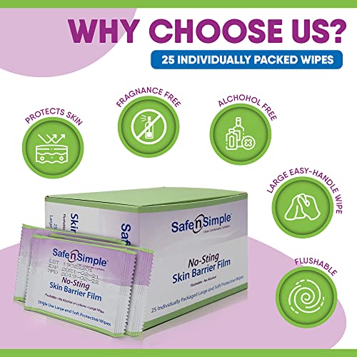 Safe n' Simple Skin Barrier Wipes, NoSting Ostomy Care Barrier Film