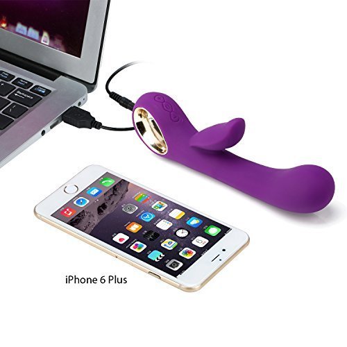 Sexy Slave Alice\'s Rechargeable Dual Wand 6-Function Waterproof G-Spot and Clitoral Rabbit Vibrator, Purple