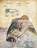 Apple Creek Largemouth Bass Fishing Lure US Patent Poster Art Print Trout Walleye Muskie Lures Poles 11x14 Wall Decor Pictures