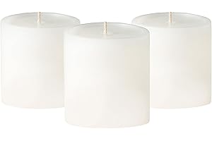 Simply Soson 3x3 inch White Pillar Candles Set of 3, Smooth Texture, Unscented White Candles, Dripless Candles, 3 inch Pillar Candles Ideal as Wedding, Parties, Spas, Dinner, Home Decoration, Church