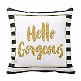 DETALLAN Gold Glitter Stripes Square Throw Pillow Case Cushion Cover Soft Home Decor
