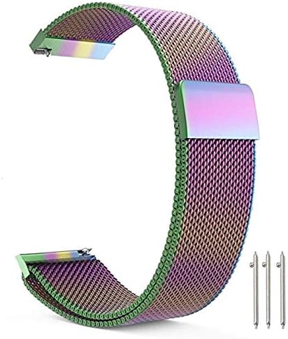 Cooldot Fossil Watch Band, 18mm Stainless Steel Band + Milanese Loop Mesh Replacement Metal Strap for Fossil Gen 4 Q Venture HR/Gen 3 Q Venture Smartwatch (18mm Colorful)