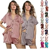 Women's 6-Piece Silk Satin Pajama Set – Long Sleeve PJs With Shorts, Pants, Eye Mask & Scrunchies - View #13