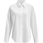 winkbay Women's Button Down Dress Shirts Elegant Long Sleeve Collared Blouse Business Casual Tops