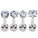 Zysta 2-4pcs Unisex Clear Cubic Zirconia Gem Stainlss Steel Barbell Earring/ Cartilage Helix Earring/ Stud Earring
