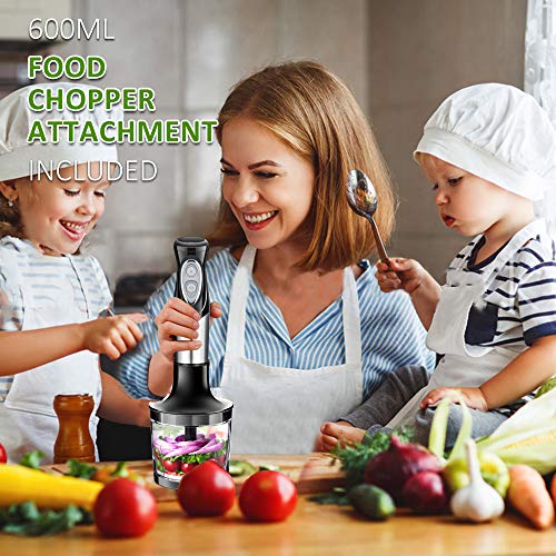 Immersion Hand Blender, 4-in-1 Multifunctional Handheld Blender with Ballon Whisk,20oz Chopper Bowl and BPA-Free Beaker for Baby Food,Smoothies,Sauces,Soup [FDA/ETL Approved]-2 Years Warranty - Thumbnail 4