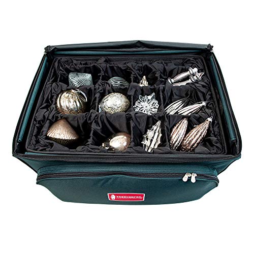 [Adjustable Christmas Ornament Storage Box with Dividers] - Deluxe Ornament Keeper - (Holds 48 Ornaments up to 6 Inches Tall by Nearly Any Width and Length) | 2 Removable Trays with Moving Separators - Thumbnail 2