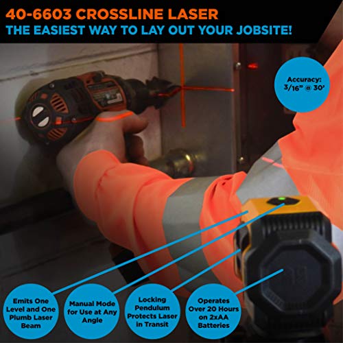 Johnson Level & Tool 40-6603 Self-Leveling Cross-Line Laser, Red, 1 Laser
