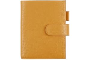 Moterm Leather Cover for A6 Notebooks - Fits Hobonichi Original, Stalogy and Midori MD Planners, with Pen Loop, Card Slots and Back Pocket (Pebbled-Mustard, A6+)