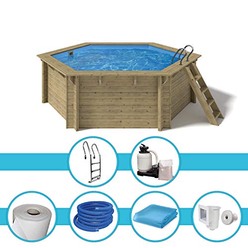 Paradies Pool® Holzpool Lani Komplettset inkl. Zubehör, Edelstahlleiter Tiefbecken, Blaue Folie mit 0,8mm Stärke… – Bild 3