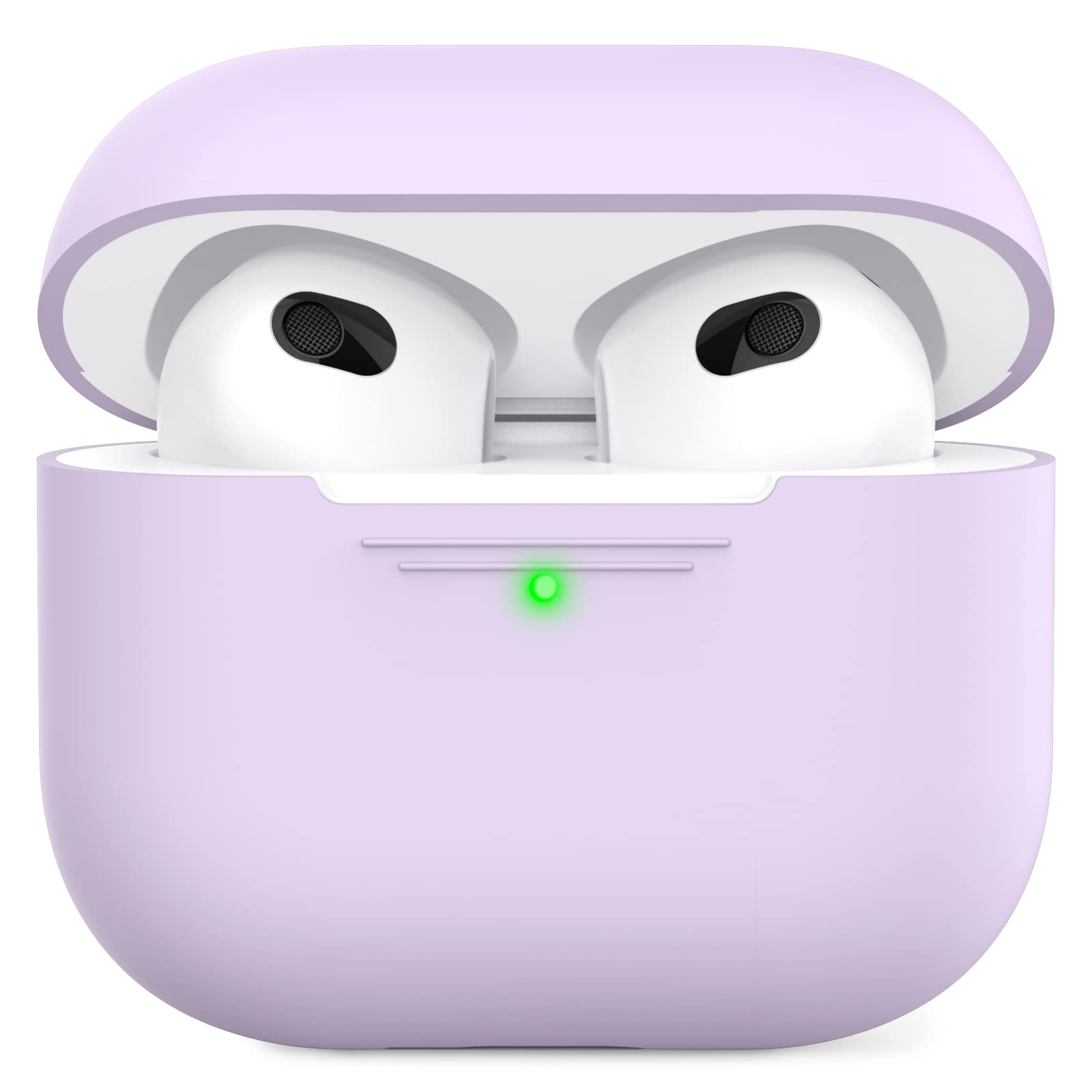 AhaStyle Airpods 3 Case Cover, Soft Silicone Protective Case Compatible with AirPods 3rd Full Body Shockproof Covers for Apple AirPods 3rd Generation 2021 (Lavender)