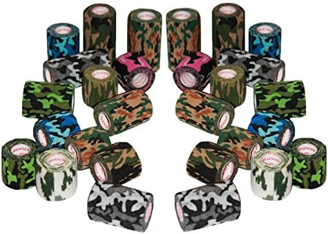 3 Inch Self Adhesive Medical Bandage Wrap Sport Tape (Camo Variety) (12 Pack) Strong Elastic Self Adherent Cohesive First Aid Sport Flex Rolls for Wrist Ankle Knee Sprains and Swelling