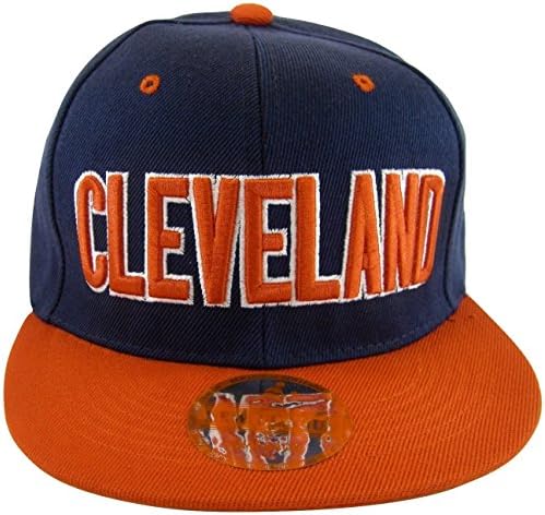 Cleveland Block Lettering Men's Adjustable Snapback Baseball Caps (Navy/Red)