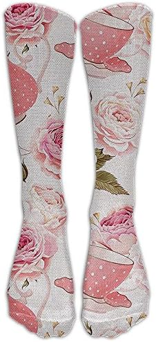 Tea Cups With Roses Art Printed Socks Crazy Patterned Fun Long Cotton Socks