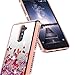 ZTE ZMax Pro Case, ZTE Carry Z981 Case, ZTE Blade X Max Case (Z983) w/ [Tempered Glass Screen Protector], NageBee Quicksand Liquid Floating Glitter Flowing Sparkle Bling Diamond Case -Rose Gold