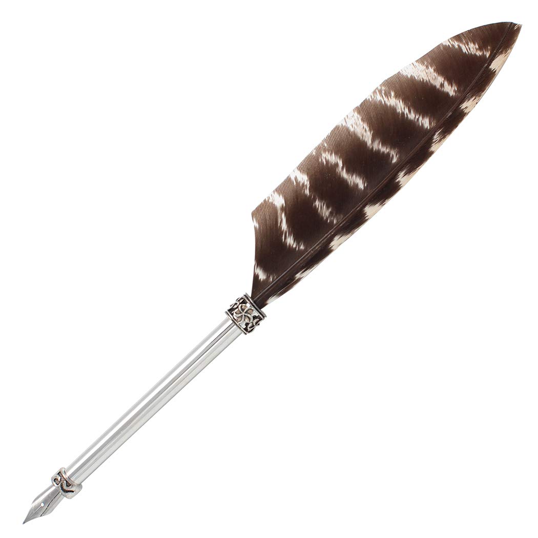 Gullor Vintage Feather Quill Pen, Nuture Feather Dip Pen with Gift Box, Brown & White