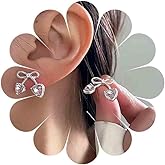 Andelaisi Boho Crystal Bow Earrings Vintage CZ Heart Earrings Gold Heart Bowtie Earrings Personalized Butterfly Knot Earrings Jewelry for Women