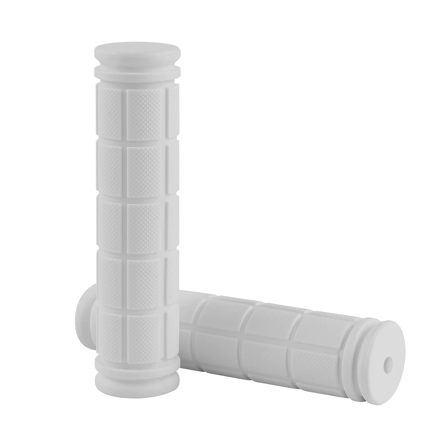 Bicycle Handlebar Grips, MSDADA Soft Rubber Bike Handles Grip for Kids Bike/Scooter/BMX/MTB/Push Bike/Mountain Bike/Tricycle/Road Bike/Wheel Chair/Cruiser/Foldable Bike/Universal Size(1 Pair) (White)