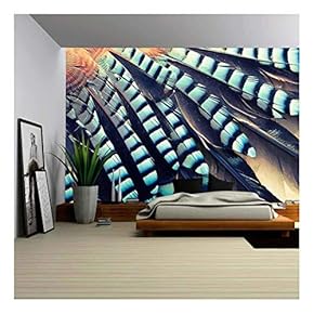 Wing of Jay (Garrulus Glandarius) Close Up - Removable Wall Mural | Self-Adhesive Large Wallpaper - 66x96 inches