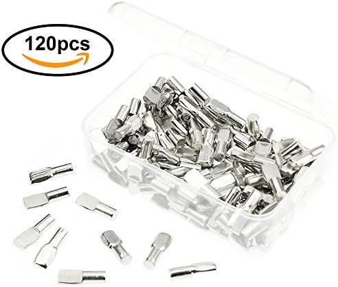 BIGTEDDY - 5mm Shelf Pegs 5mm Cabinet Furniture Shelve Support Divided tabs Pins Rest Nickel Plated Hardware (Pack of 120 with Box)