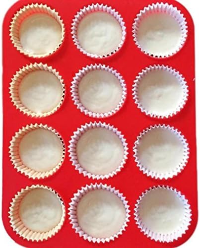 Ikevan 1x 12 Cup Silicone Muffin Cupcake Baking Pan Non Stick Dishwasher Microwave Safe