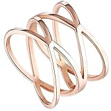 Blowin Womens 14MM Rose Gold Tone Stainless Steel Double X Criss Cross Infinity Ring Engagement Wedding Lady Girls Band (8)