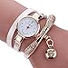 InKach Women Leather Rhinestone Analog Quartz Wrist Watches Sport Watch Gift (White)