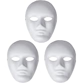 Liatunou 3 Pack Paper Mache Masks,White DIY Full Face Masks,Paintable Paper Mask for Halloween,Masquerade Parties,Mardi Gras,Artistic Projects