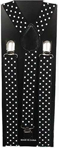 Men Women Unisex Adult Suspenders Checkerboard Zebra Stripe Polka Dot (black white dot)