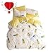 BuLuTu Pineapple 3 Pieces Kids Bedding Duvet Cover Sets Queen Cotton Cream/Off White for Boys Girls,Super Soft Bedding Collections Full,Love Gifts for Her,Him,Teens,Daughter,Child,Friend,No Comforter