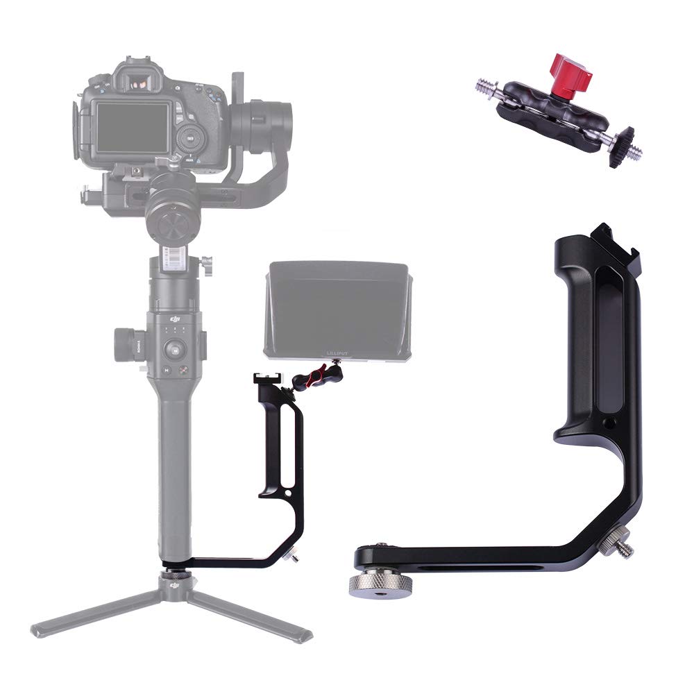 DF DIGITALFOTO M-0667II Gimbal Accessories Handle Grip New L Bracket for Mounting Monitor with Bean Grip, Compatible with DJI RS4/RS4PRO/RS5 RONIN S&S2&SC2 ZY Crane 2&2S/MOZA Air2