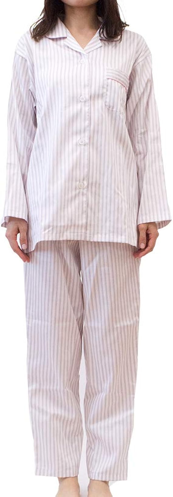 Amazon やさしい着心地 綿サテン パジャマ レディース 長袖 綿100 遠州捺染 Lサイズ グレー サテン 日本製 ルームウェア 婦人 上下セット 春 夏 秋 ギフト プレゼント パジャマ ルームウェアセット 通販