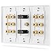 Fosmon HD8005 [3-Gang 6.1 Surround Distribution] Home Theater Copper Banana Binding Post Coupler Type Wall Plate for 6 Speakers, 1 RCA Jack for Subwoofer & 2 HDMI Ports