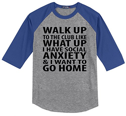 Comical Shirt Men's Walk Up Club Funny Antisocial Music T Shirt Heather Grey/Royal S