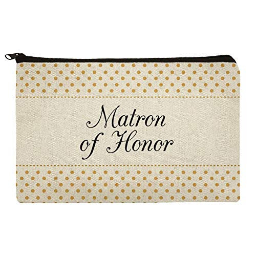 Matron of Honor Wedding Elegant Polka Dots Makeup Cosmetic Bag Organizer Pouch