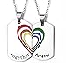 Goluss 1Pair/Set Rainbow Heart Love Couples Lesbian Gay Pride Stainless Steel Necklace
