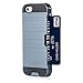 iPhone 5S, iPhone 5, Dual-layer Heavy Duty Matte Rugged Protective Cover Case with Credit Card Slot Holder for Apple iPhone 5 iPhone 5S by Cazle (Navy)