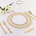WDF 60PCS Heavyweight White with Gold Rim Wedding Party Plastic Plates,Gold Plastic Plates 30-10.25inch Dinner Plates and 30-7.5inch Salad Plates