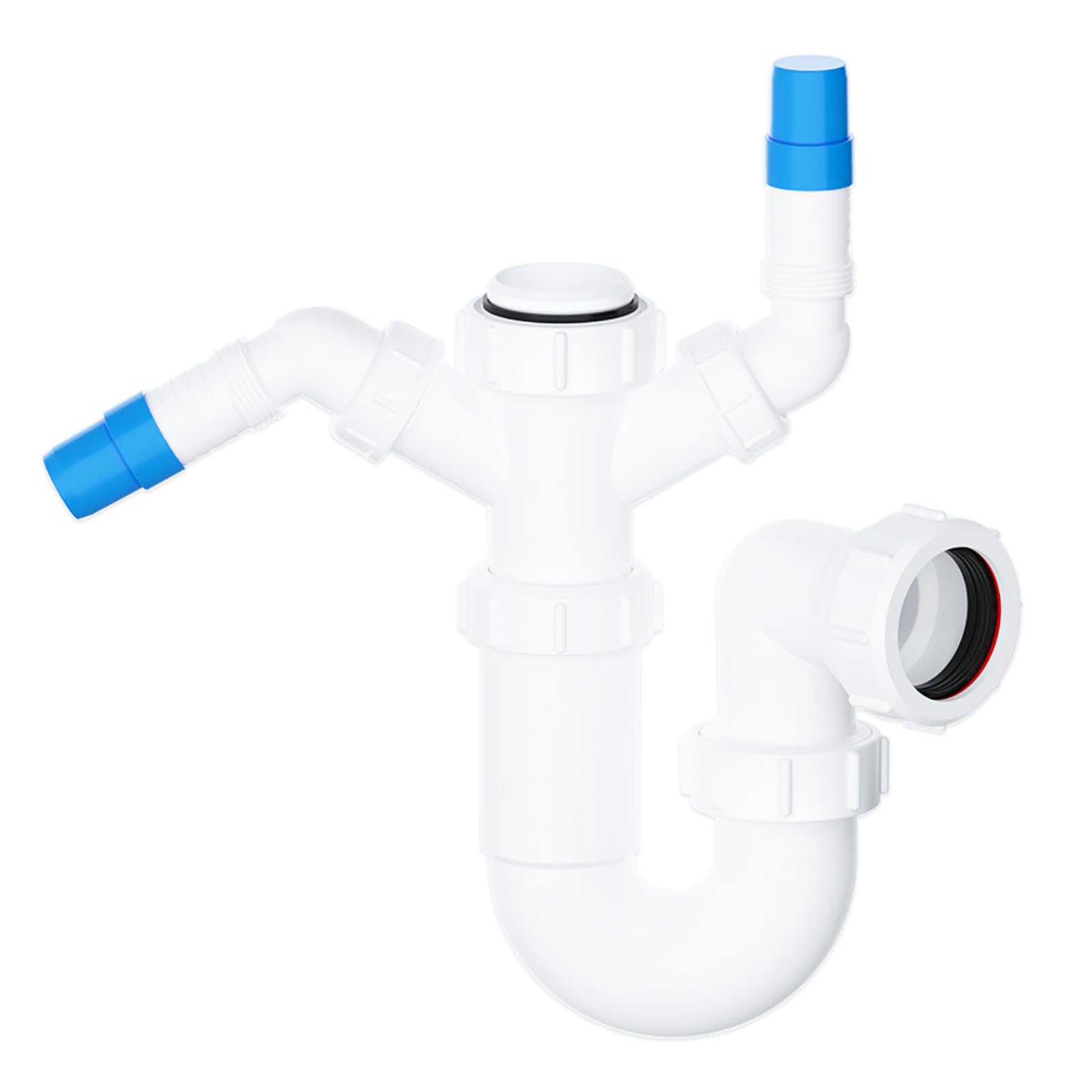 SPARES2GO 40mm Sink Trap Double Nozzle Washing Machine Dishwasher 75mm Water Seal Discharge Kit