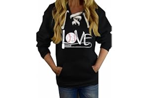 Sunidol Womens Baseball Hoodies V Neck Long Sleeve Baseball Sweatshirt Pullover Loose Baseball Mom Shirts