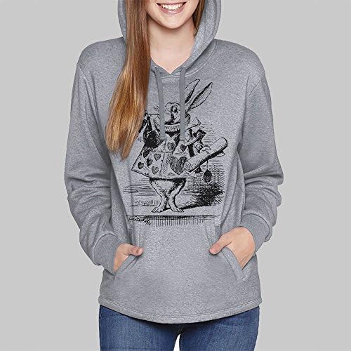 Womens Pullover Hoodie, Alice in Wonderland White Rabbit, Graphic Hoodies For Women, Unisex Plus Size, 3 Colors