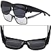 CAXMAN Oversized Wear Over Glasses Sunglasses Polarized Lens for Prescription Glasses Half Frame, Black Frame Black Lens