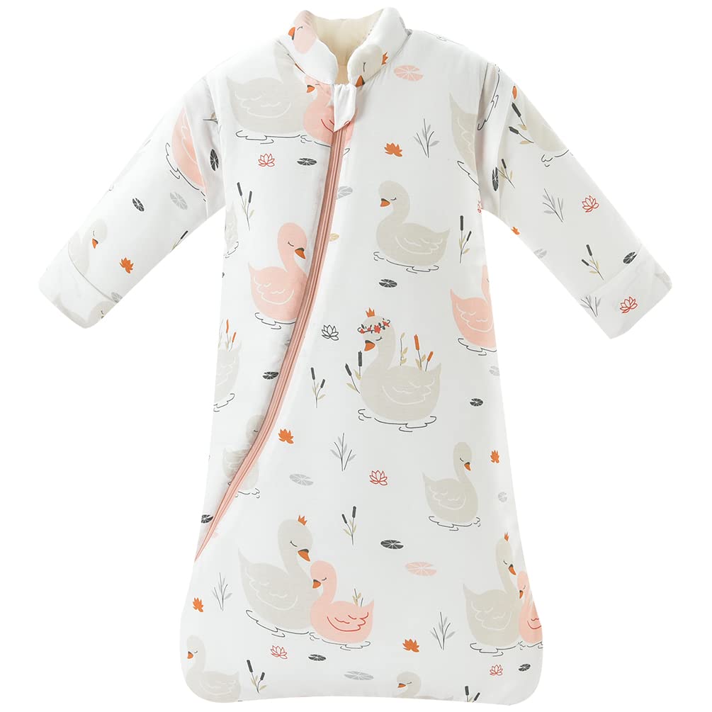 Baby Winter Sleeping Bag 3.5 Tog Removable Long Sleeves Kids Sleeping Sack Swaddle Cute Rabbit Unisex Boys Girls Wearable Blanket Grow Bag