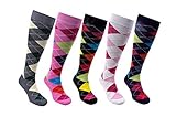 Socks n Socks-Women 5 or 2 Pair Luxury Cotton Colorful Cool Fun Knee high Socks