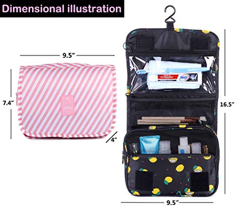 LAKIBOLE Toiletry Bag Multifunction Cosmetic Bag Portable Makeup Pouch Waterproof Travel Hanging Organizer Bag for Women Girls (Pink White)