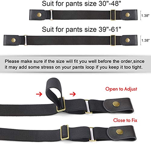 WERFORU WERFORU 4 Pack No Buckle Show Belt for Men Buckle Free Stretch Belt for Jeans Pants 1.38 Inches Wide (A-Black+Coffee+Blue+Gray, Suit for Pants Size 30\